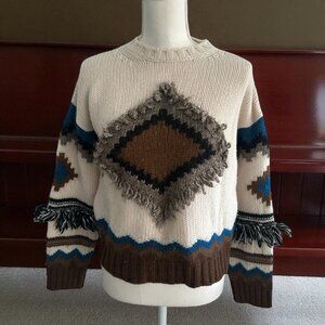 MAX MARA Weekend Baita Fringe Wool Alpaca Blend Sweater Size X Small